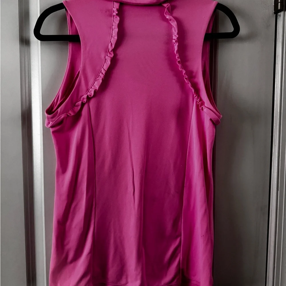 Lilly Pulitzer Pink Sleeveless Ruffled Polo Blouse - Picture 2 of 5
